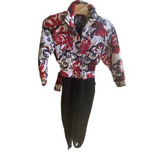 Stunning Vintage Snowsuit One piece Apres Ski Snow Suit Bib 90s Tyrolia Size‎ 10